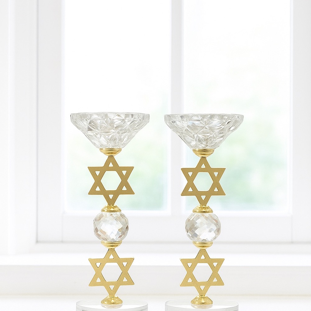 Elegant Gold and Crystal Candle Holders